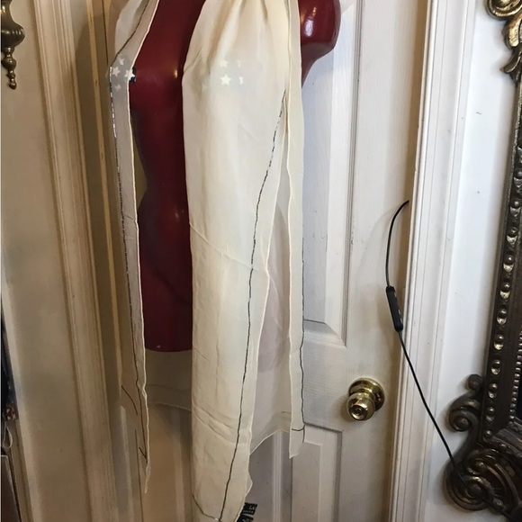 Lauren Ralph Lauren 100% SILK CHIFFON Ivory Cream Scarf Rectangular- 80" x 20" - Picture 4 of 12